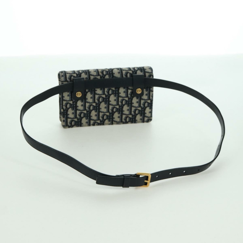 【日本直送】Christian Dior Trotter帆布馬鞍腰包，海軍藍/金色，正品，貨號171490SAV-6