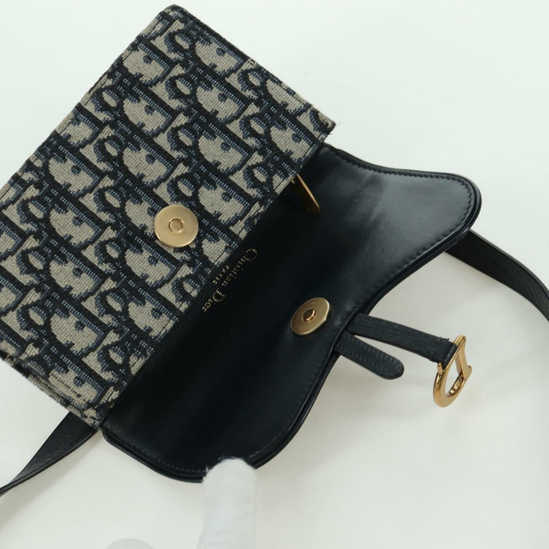 【日本直送】Christian Dior Trotter帆布馬鞍腰包，海軍藍/金色，正品，貨號171490SAV-8