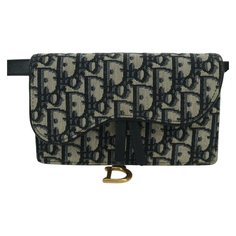 【日本直送】Christian Dior Trotter帆布馬鞍腰包，海軍藍/金色，正品，貨號171490SAV-12