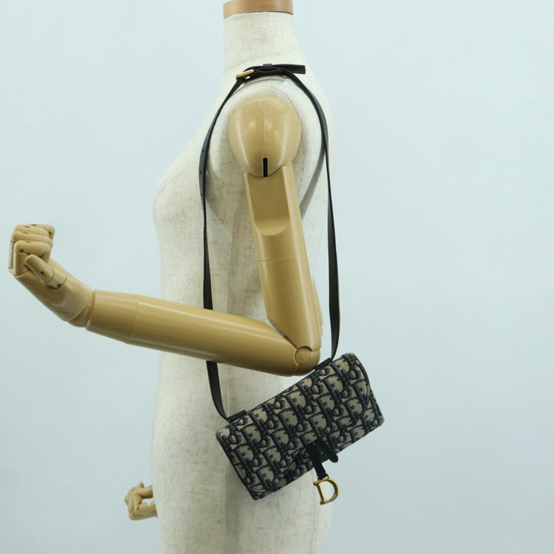 【日本直送】Christian Dior Trotter帆布馬鞍腰包，海軍藍/金色，正品，貨號171490SAV-24