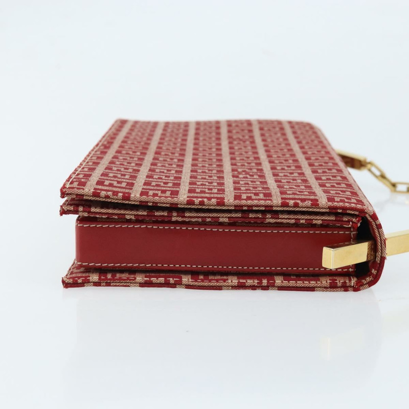 【日本直送】FENDI Zucchino帆布鏈單肩包 紅色金色 正品 ARZ091SAV-2