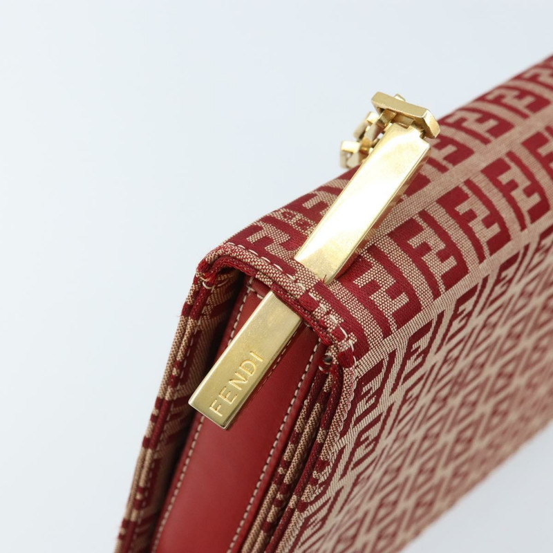 【日本直送】FENDI Zucchino帆布鏈單肩包 紅色金色 正品 ARZ091SAV-7
