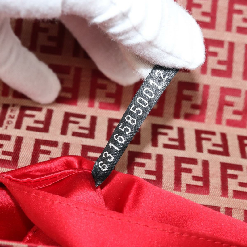 【日本直送】FENDI Zucchino帆布鏈單肩包 紅色金色 正品 ARZ091SAV-10