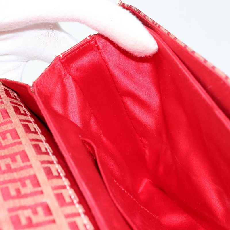 【日本直送】FENDI Zucchino帆布鏈單肩包 紅色金色 正品 ARZ091SAV-19