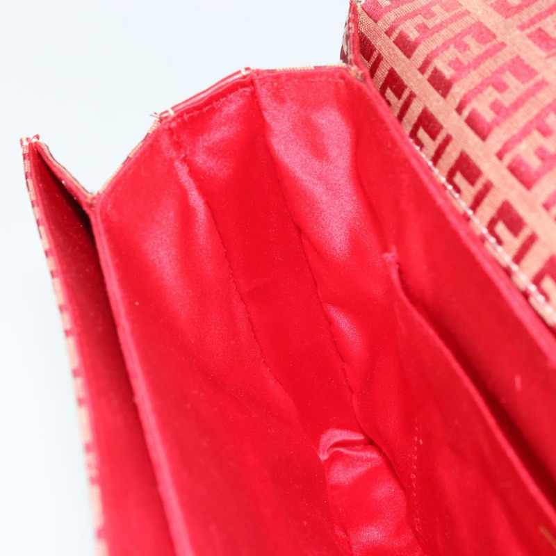 【日本直送】FENDI Zucchino帆布鏈單肩包 紅色金色 正品 ARZ091SAV-20