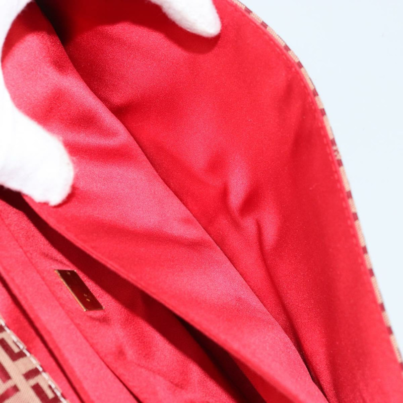 【日本直送】FENDI Zucchino帆布鏈單肩包 紅色金色 正品 ARZ091SAV-22