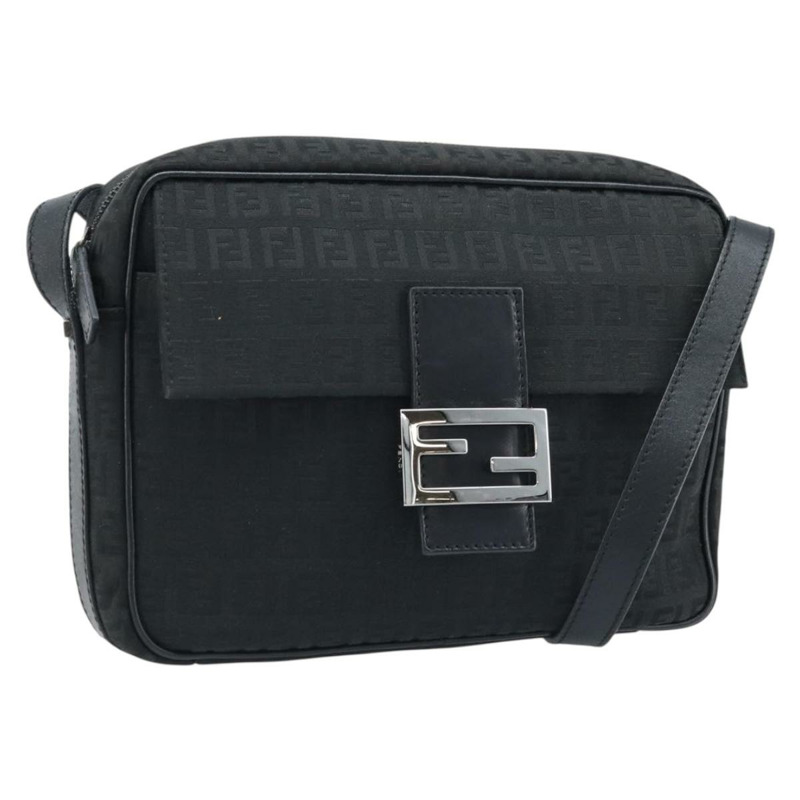 【日本直送】FENDI Zucchino帆布單肩包 黑色 銀色 Auth mr2153V-0
