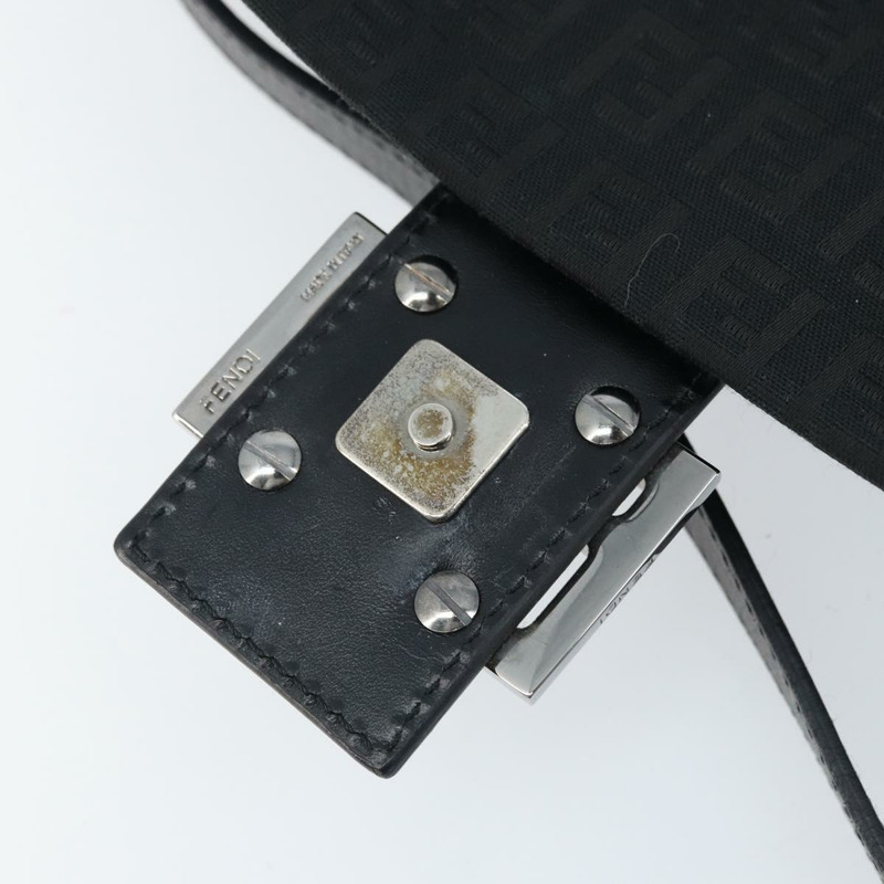 【日本直送】FENDI Zucchino帆布單肩包 黑色 銀色 Auth mr2153V-8