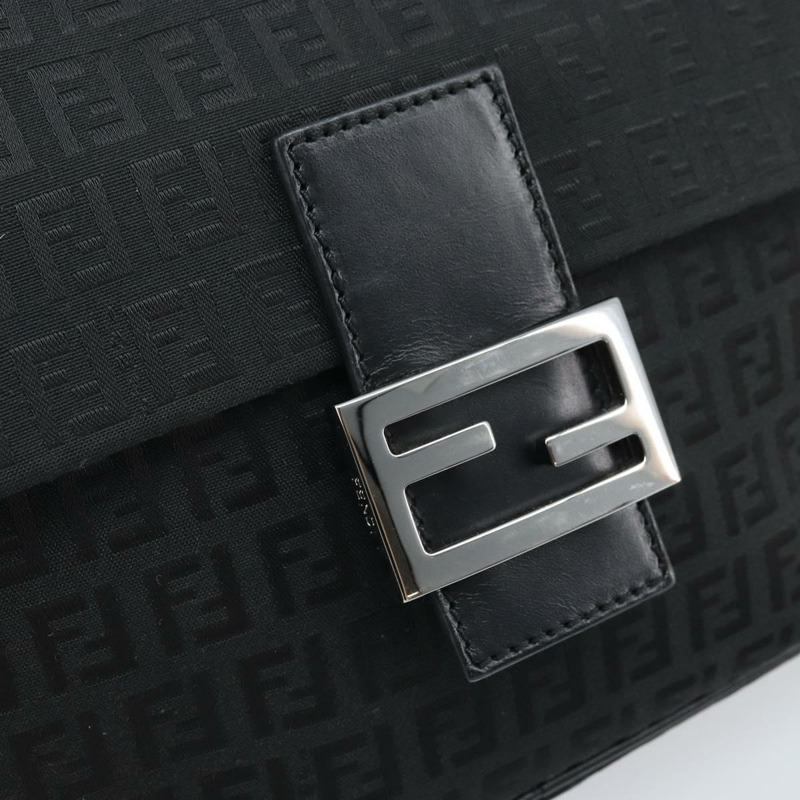 【日本直送】FENDI Zucchino帆布單肩包 黑色 銀色 Auth mr2153V-18