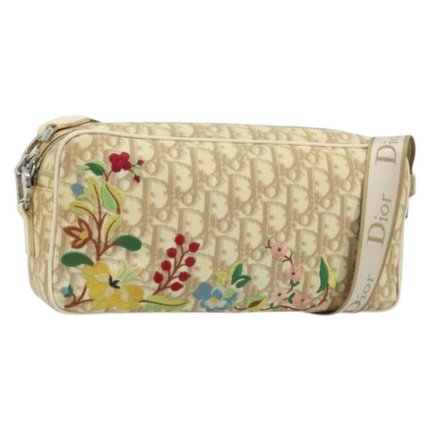 Christian Dior Trotter帆布肩背包 PVC象牙銀色 正品 173352V