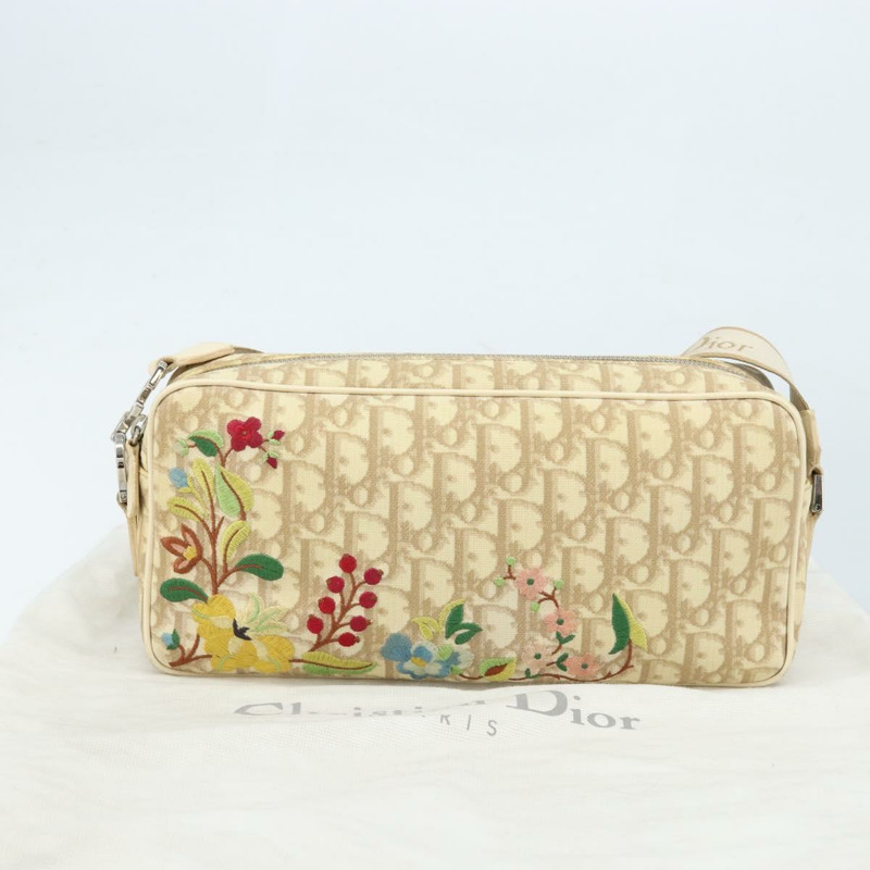 【日本直送】Christian Dior Trotter帆布肩背包 PVC象牙銀色 正品 173352V-11