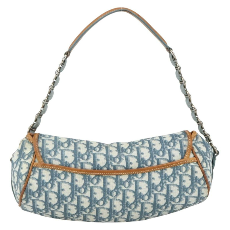 【日本直送】Christian Dior 鏈條 Trotter 帆布浪漫包 藍色銀色 正品 173353V-1