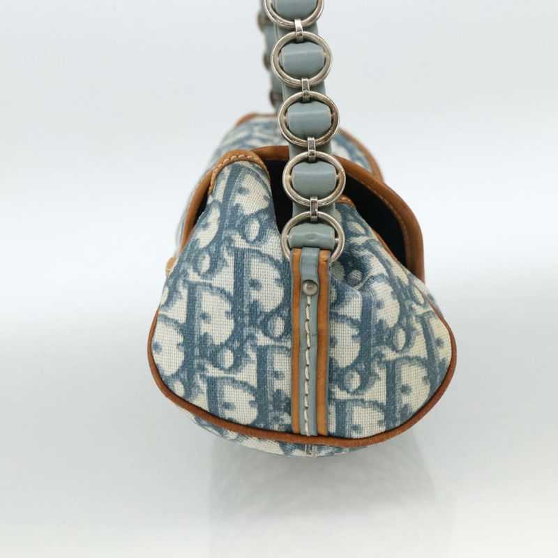 【日本直送】Christian Dior 鏈條 Trotter 帆布浪漫包 藍色銀色 正品 173353V-2