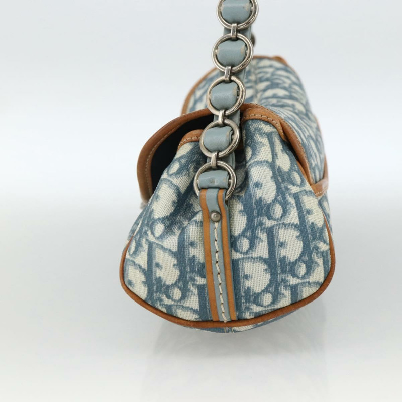 【日本直送】Christian Dior 鏈條 Trotter 帆布浪漫包 藍色銀色 正品 173353V-3