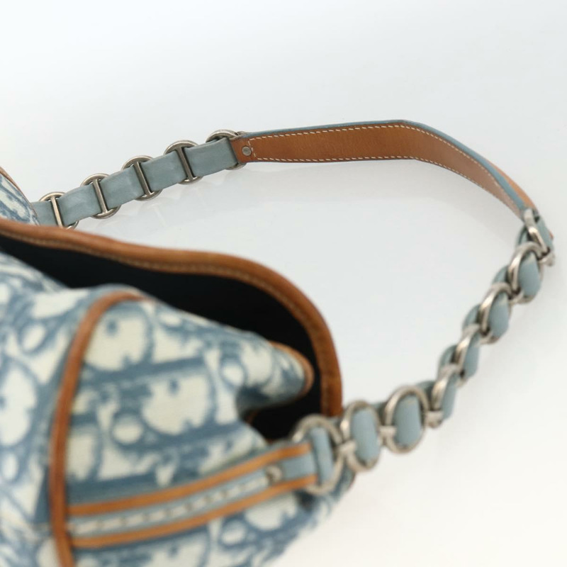 【日本直送】Christian Dior 鏈條 Trotter 帆布浪漫包 藍色銀色 正品 173353V-7