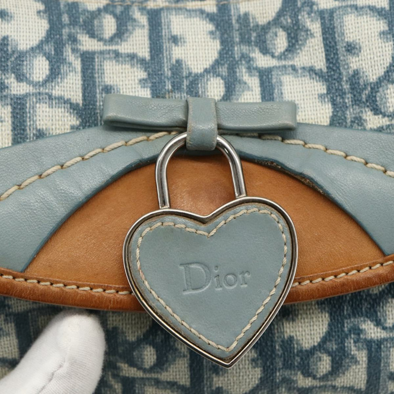 【日本直送】Christian Dior 鏈條 Trotter 帆布浪漫包 藍色銀色 正品 173353V-9