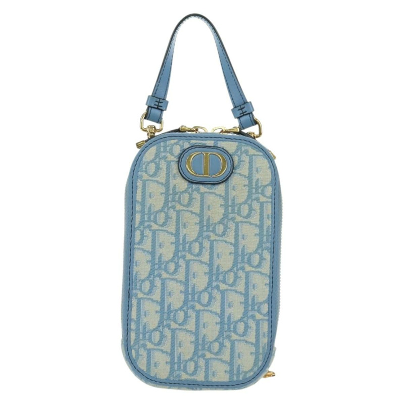 【日本直送】Christian Dior Trotter帆布手機鏈，雙向淺藍色，正品 LNZ570SAM-12