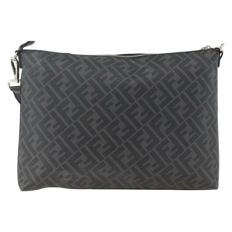 【日本直送】FENDI Zucca帆布單肩包 PVC黑色銀色 正品 ka2933-1