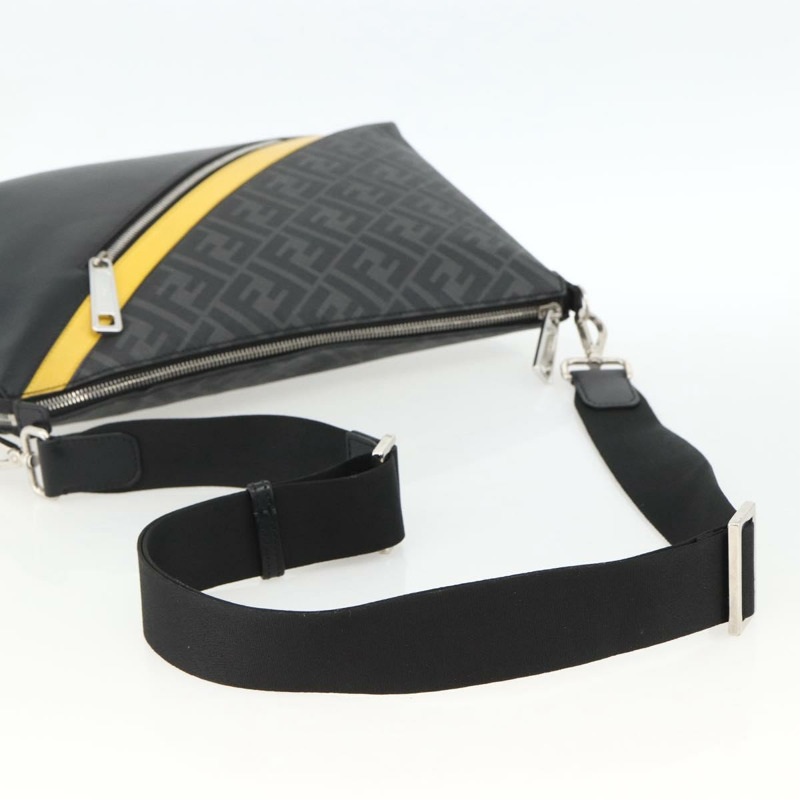 【日本直送】FENDI Zucca帆布單肩包 PVC黑色銀色 正品 ka2933-6