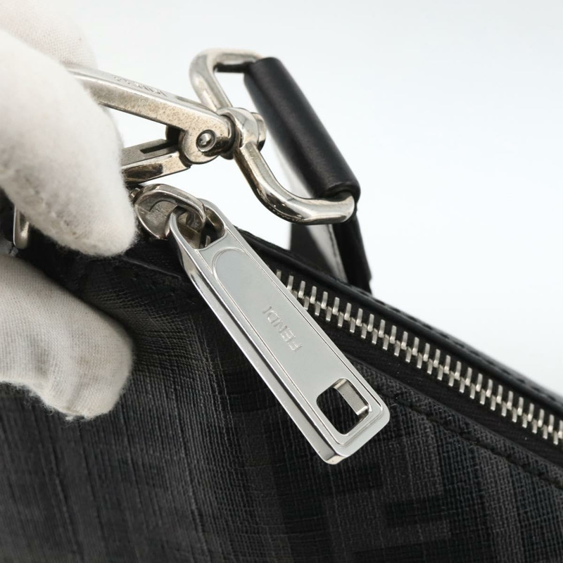 【日本直送】FENDI Zucca帆布單肩包 PVC黑色銀色 正品 ka2933-9