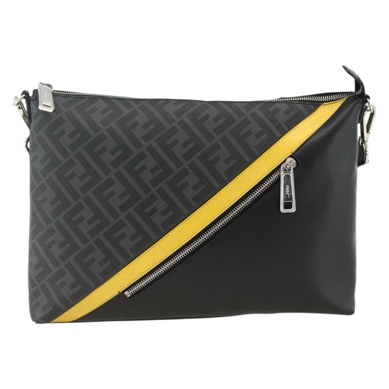 【日本直送】FENDI Zucca帆布單肩包 PVC黑色銀色 正品 ka2933-12