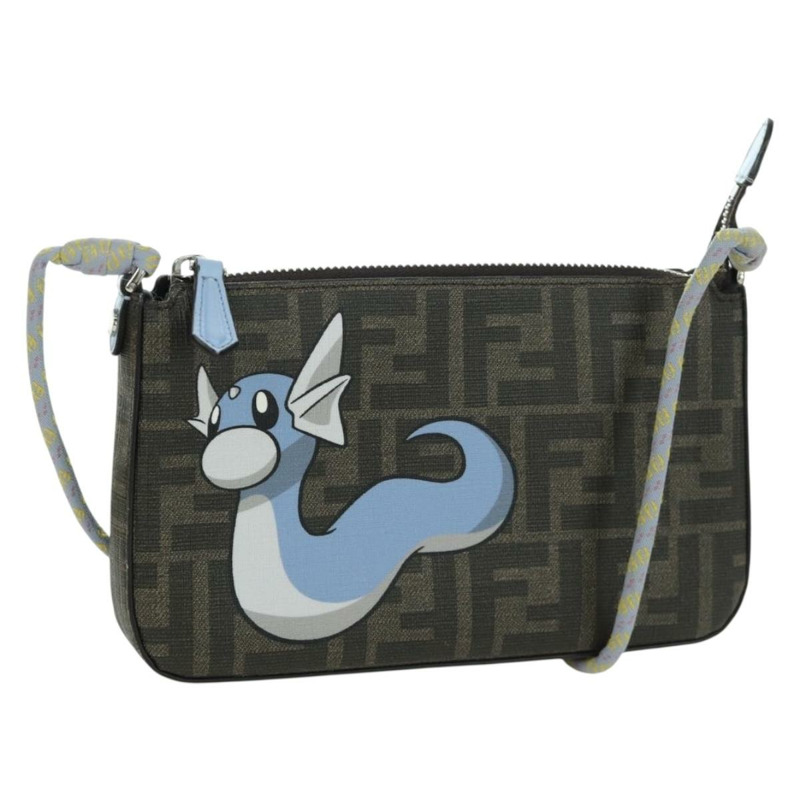【日本直送】FENDI Zucca 帆布 Miniryu FENDI x FRGMT x POKMON 聯名款手袋 黑色棕色 正品 167070SM-0