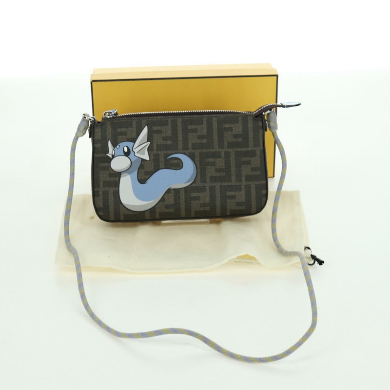 【日本直送】FENDI Zucca 帆布 Miniryu FENDI x FRGMT x POKMON 聯名款手袋 黑色棕色 正品 167070SM-11