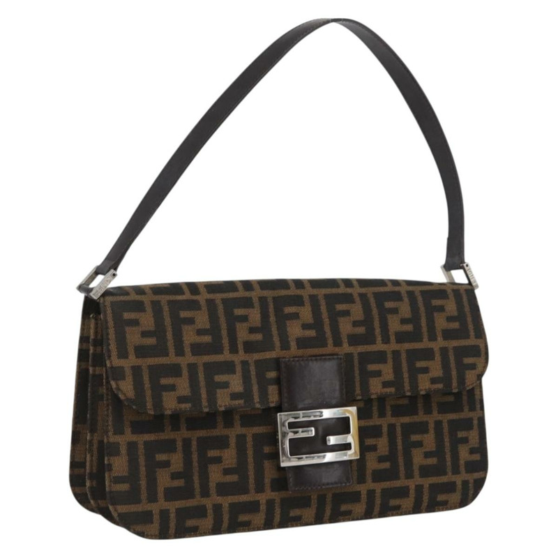 【日本直送】FENDI Zucca 帆布 Mamma Baguette 單肩包 棕色 銀色 正品 am10947V-0