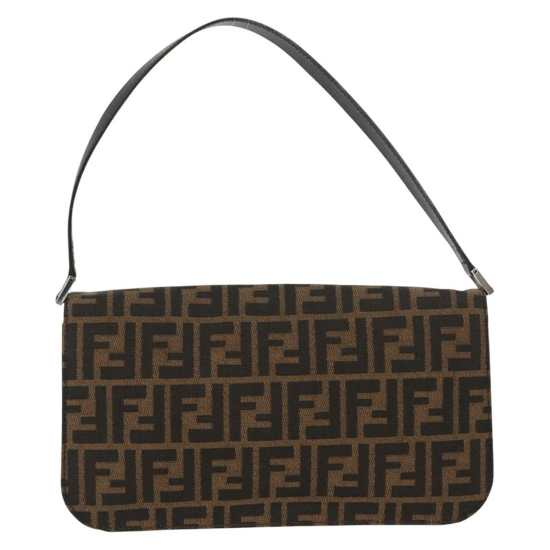 【日本直送】FENDI Zucca 帆布 Mamma Baguette 單肩包 棕色 銀色 正品 am10947V-1