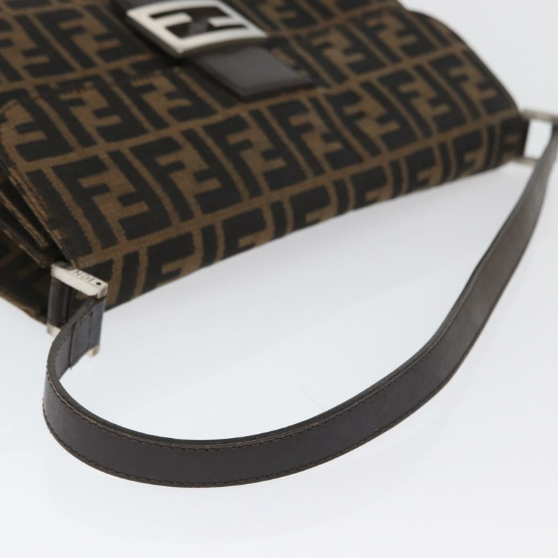 【日本直送】FENDI Zucca 帆布 Mamma Baguette 單肩包 棕色 銀色 正品 am10947V-6