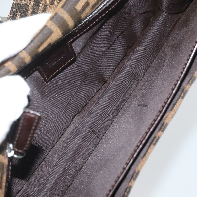 【日本直送】FENDI Zucca 帆布 Mamma Baguette 單肩包 棕色 銀色 正品 am10947V-9