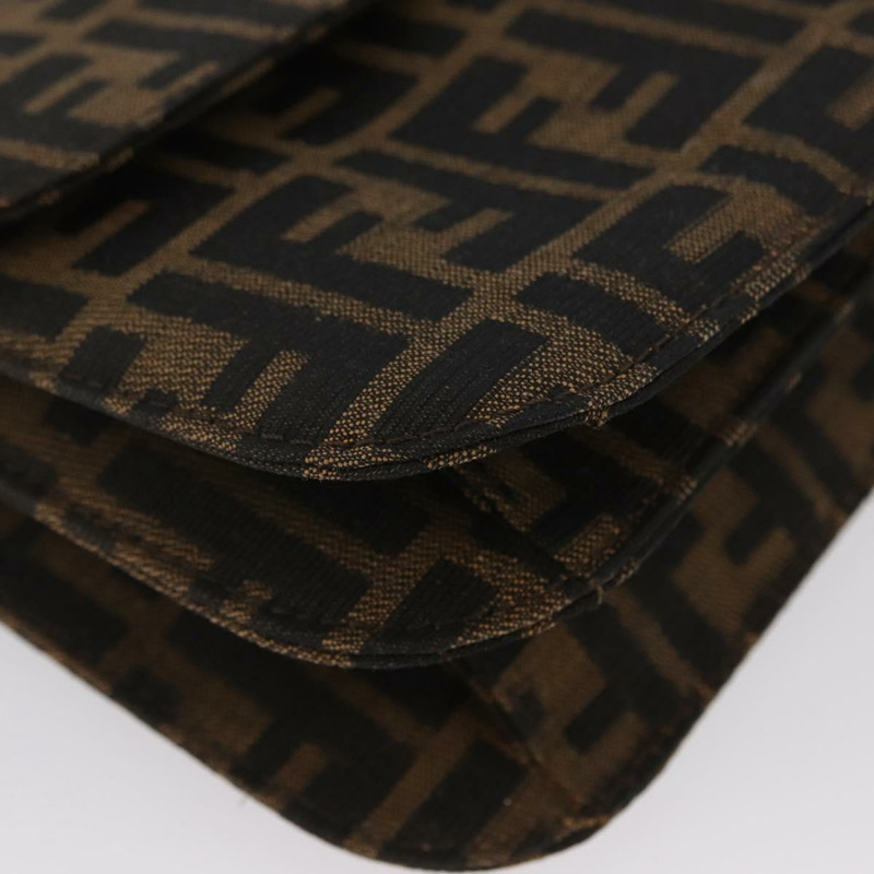 【日本直送】FENDI Zucca 帆布 Mamma Baguette 單肩包 棕色 銀色 正品 am10947V-13