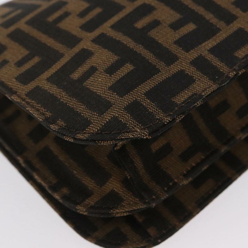 【日本直送】FENDI Zucca 帆布 Mamma Baguette 單肩包 棕色 銀色 正品 am10947V-15