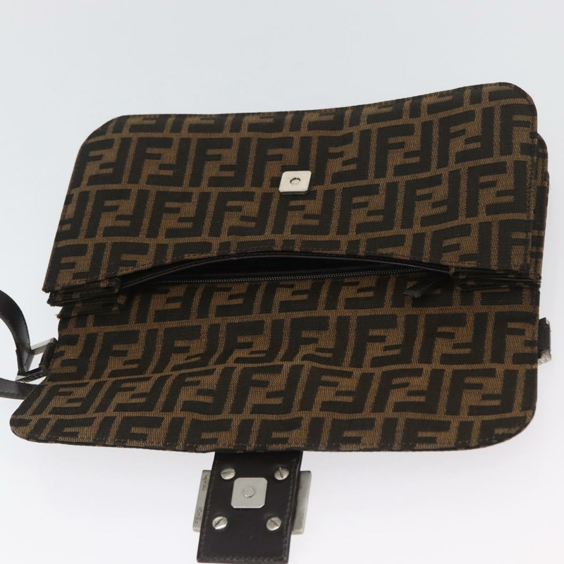 【日本直送】FENDI Zucca 帆布 Mamma Baguette 單肩包 棕色 銀色 正品 am10947V-19