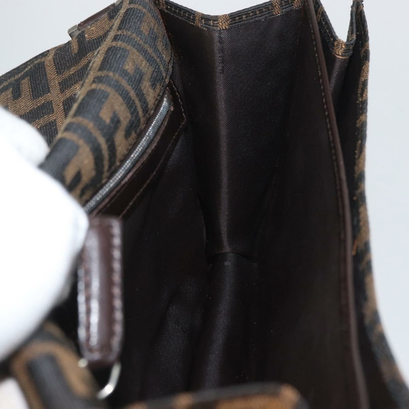 【日本直送】FENDI Zucca 帆布 Mamma Baguette 單肩包 棕色 銀色 正品 am10947V-21