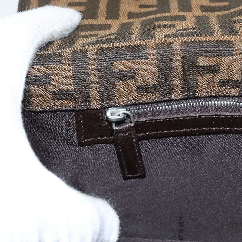 【日本直送】FENDI Zucca 帆布 Mamma Baguette 單肩包 棕色 銀色 正品 am10947V-26