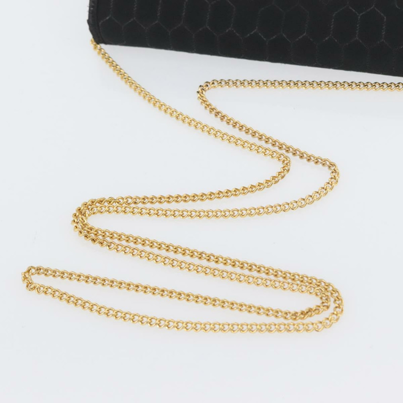 【日本直送】Christian Dior 蜂巢帆布鏈條單肩包 黑色 金色 正品 am10951V-6