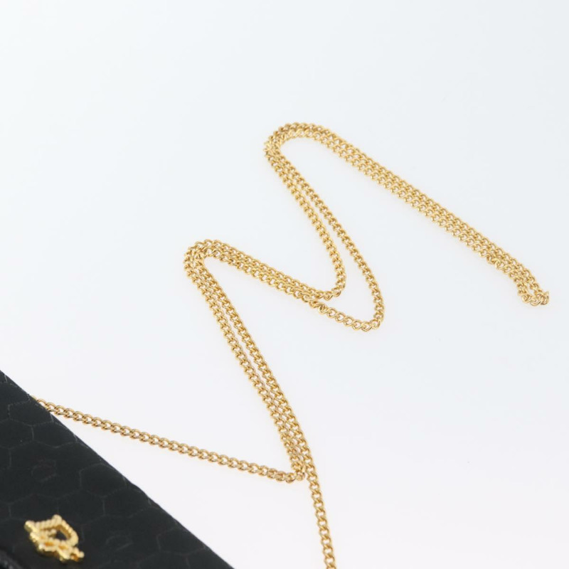 【日本直送】Christian Dior 蜂巢帆布鏈條單肩包 黑色 金色 正品 am10951V-7