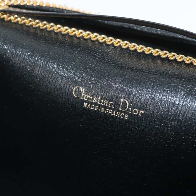 【日本直送】Christian Dior 蜂巢帆布鏈條單肩包 黑色 金色 正品 am10951V-10