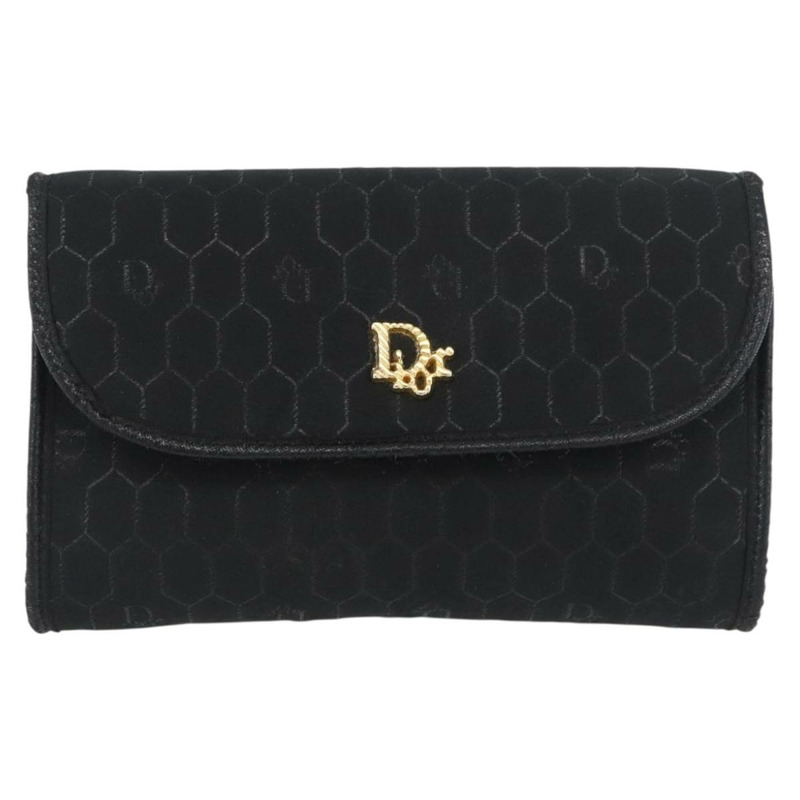 【日本直送】Christian Dior 蜂巢帆布鏈條單肩包 黑色 金色 正品 am10951V-12