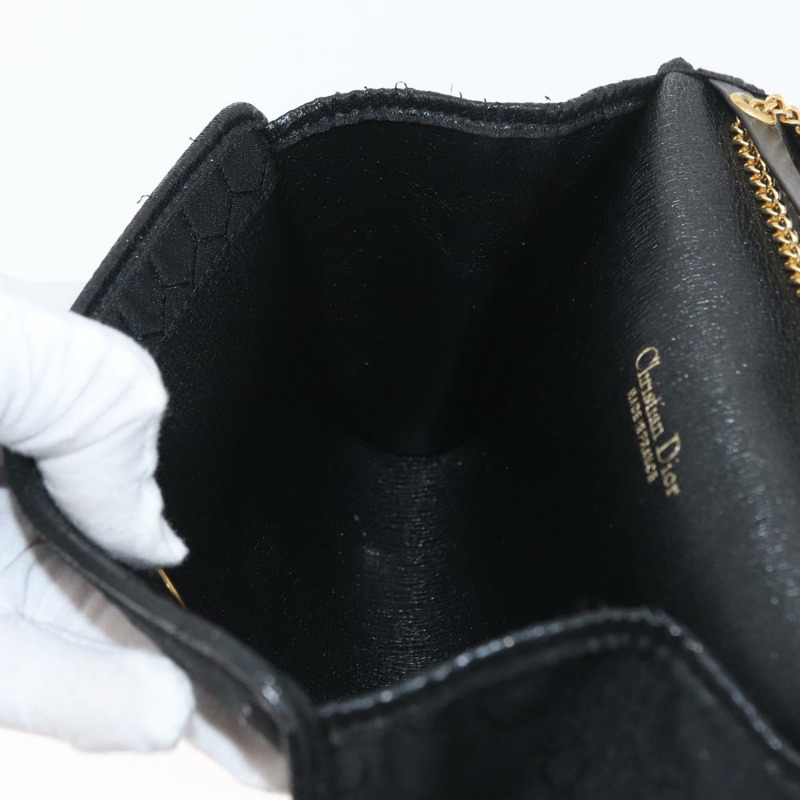 【日本直送】Christian Dior 蜂巢帆布鏈條單肩包 黑色 金色 正品 am10951V-17