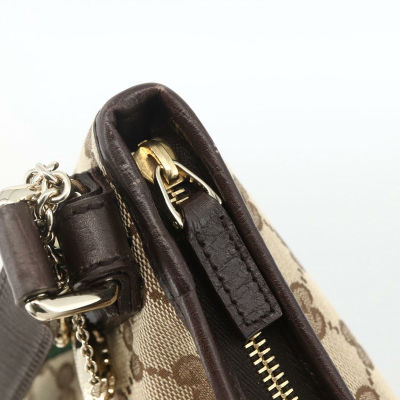 【日本直送】GUCCI GG帆布織帶雪莉線單肩包 米色/金色 144388 正品 BSZ299V-8