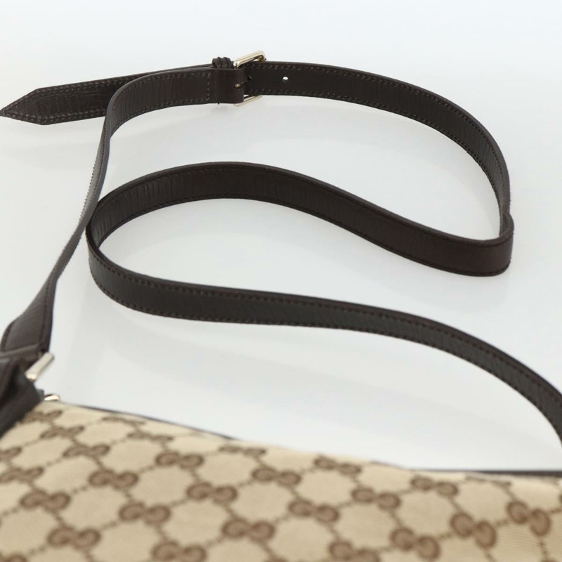 【日本直送】GUCCI GG帆布織帶雪莉線單肩包 米色/金色 144388 正品 BSZ299V-13