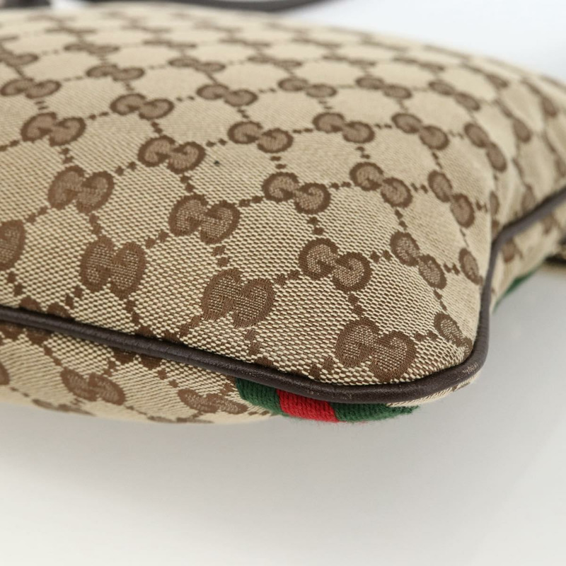 【日本直送】GUCCI GG帆布織帶雪莉線單肩包 米色/金色 144388 正品 BSZ299V-16