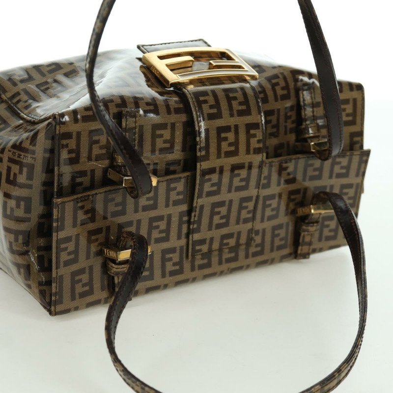 【日本直送】FENDI Zucchino帆布Mamma Baguette單肩包 棕色金色 正品 LNZ993A-5
