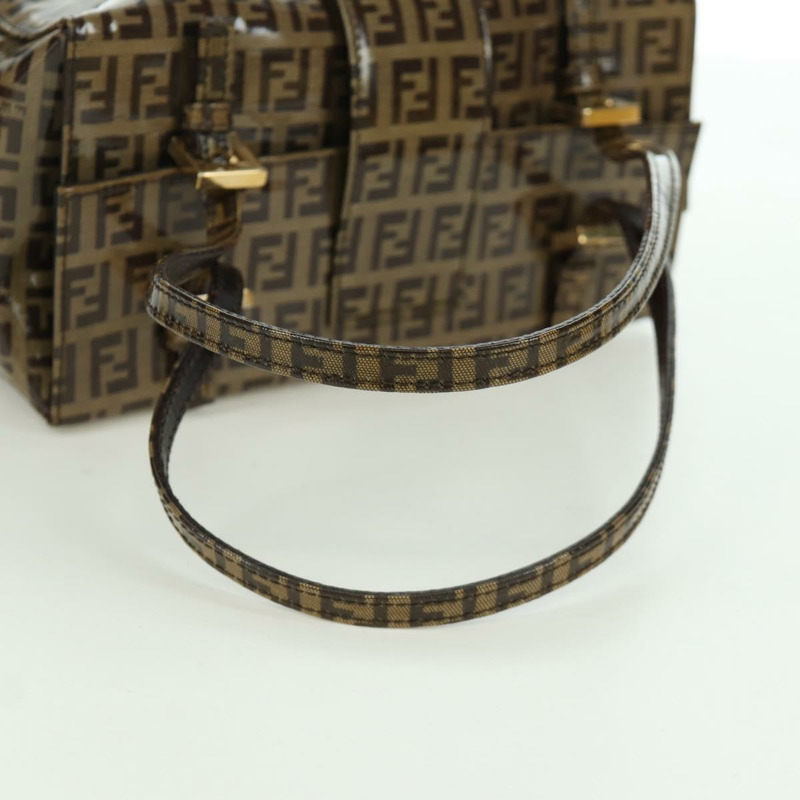 【日本直送】FENDI Zucchino帆布Mamma Baguette單肩包 棕色金色 正品 LNZ993A-6