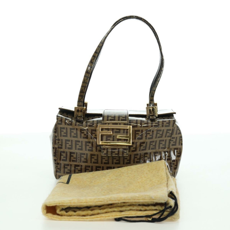 【日本直送】FENDI Zucchino帆布Mamma Baguette單肩包 棕色金色 正品 LNZ993A-11