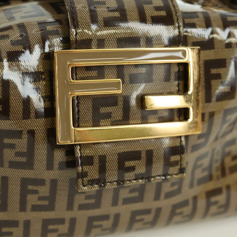 【日本直送】FENDI Zucchino帆布Mamma Baguette單肩包 棕色金色 正品 LNZ993A-17