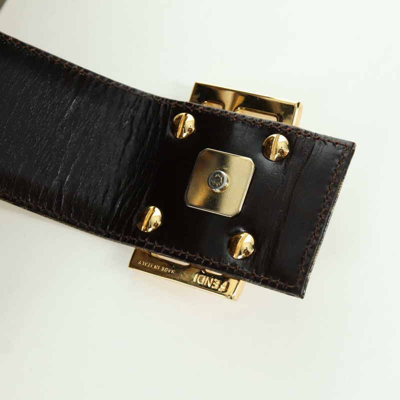 【日本直送】FENDI Zucchino帆布Mamma Baguette單肩包 棕色金色 正品 LNZ993A-18
