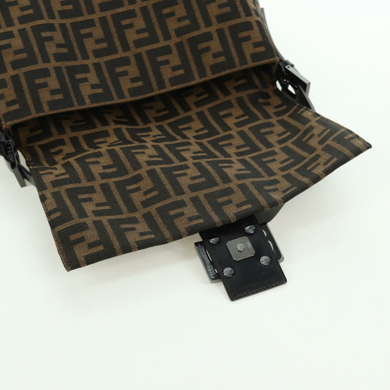【日本直送】FENDI Zucca帆布Mamma Baguette單肩包 黑色棕色 正品 ARZ597SAV-19